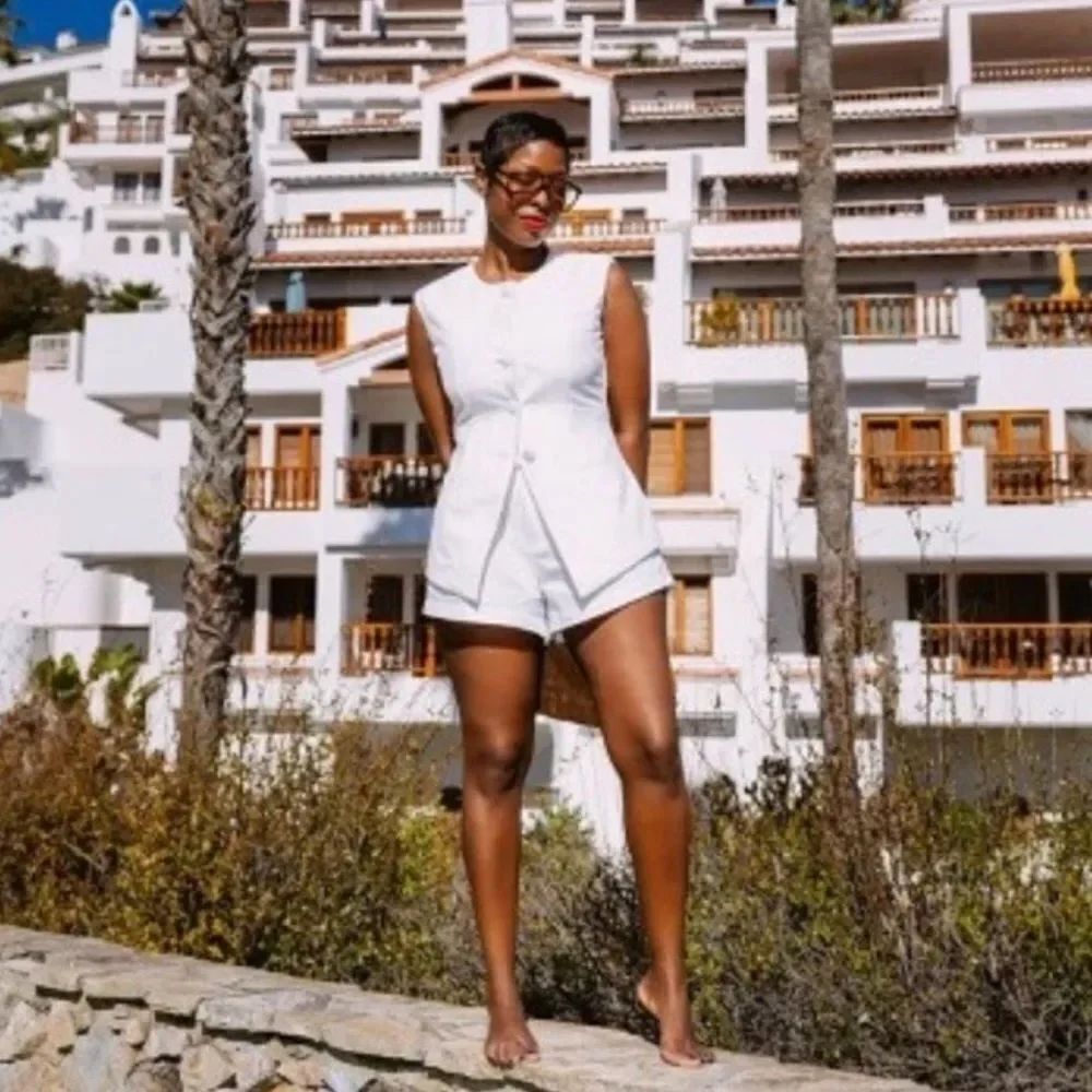 Target Jenee Naylor Future Collective High Rise Belted White Trouser Shorts